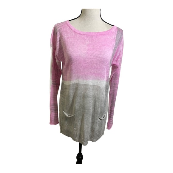 Sweater Linen Italian made. Color blocked. Pockets in front. Size Small.… - Picture 9 of 11